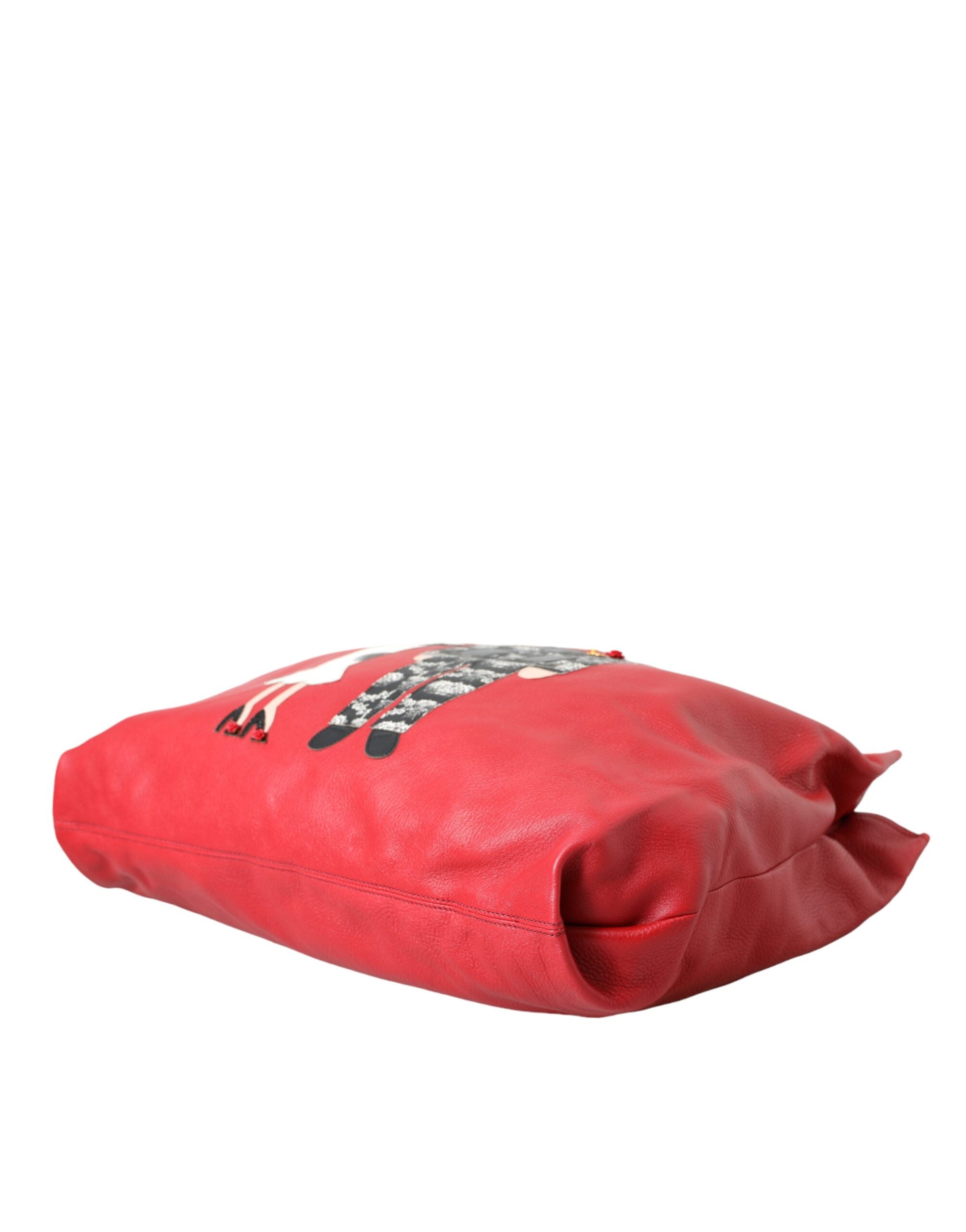 Dolce & Gabbana Kırmızı Deri #DGFamily Patch Tote Çanta
